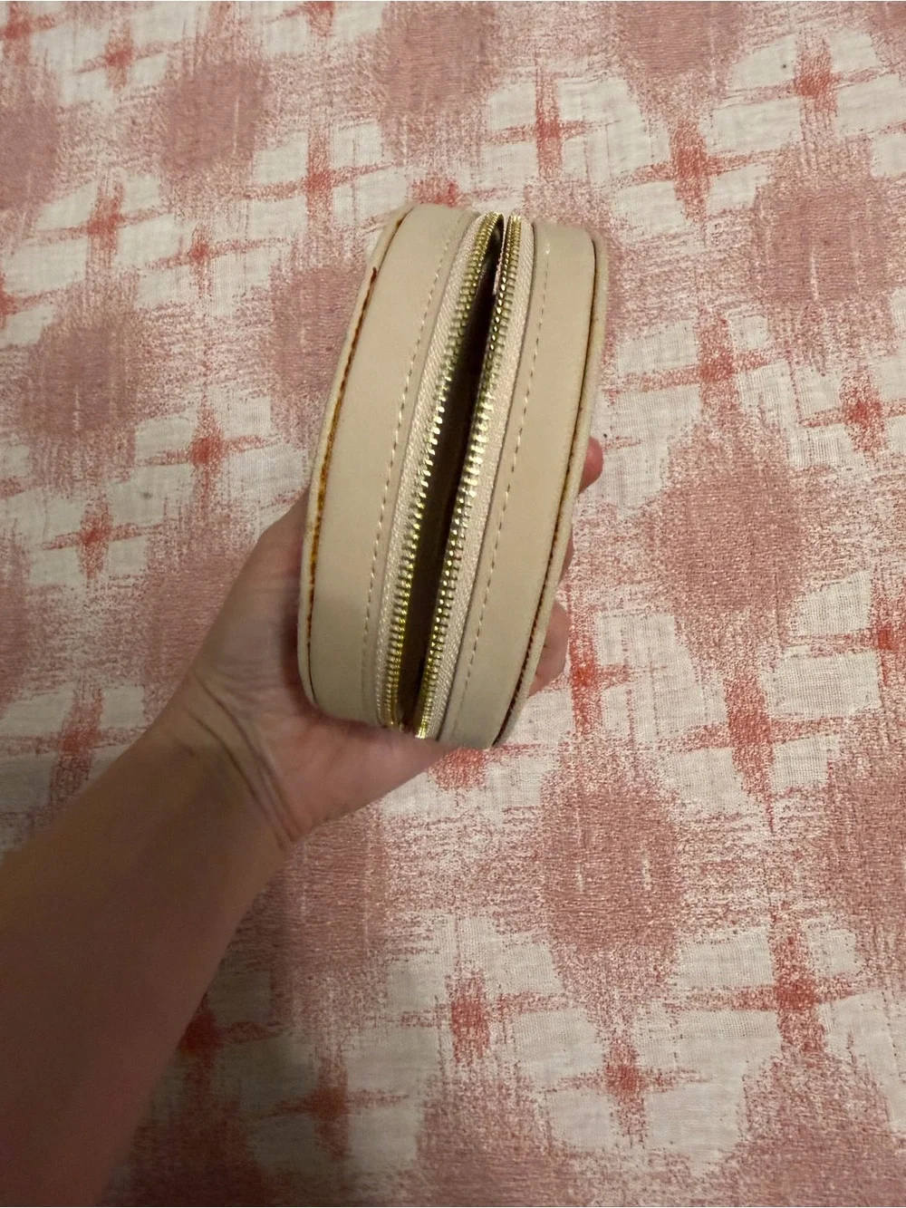 a new day Beige Travel Jewelry Case with Gold Zipper